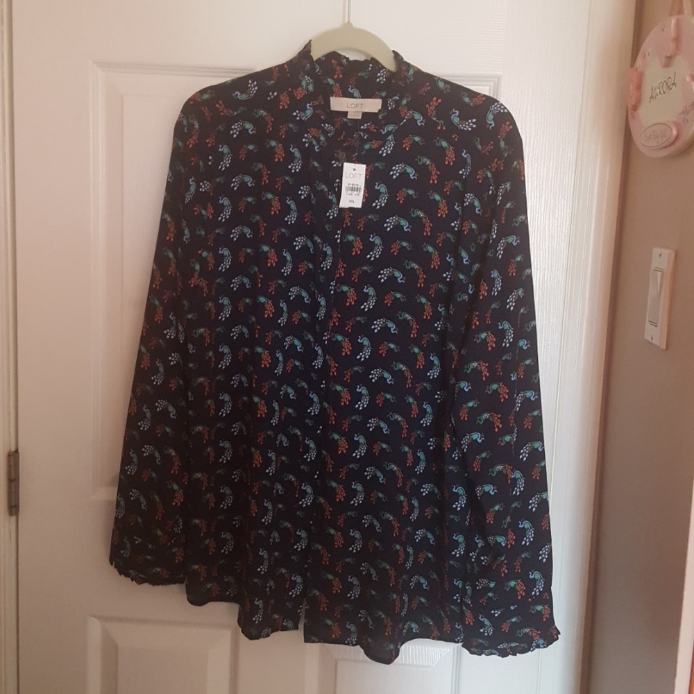 LOFT Peacock utlility blouse